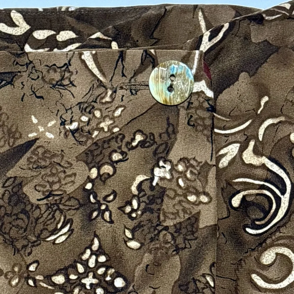 100% silk 90s boho earthy goth wrap skirt, Dana Buchman size 14 - Picture 5 of 11
